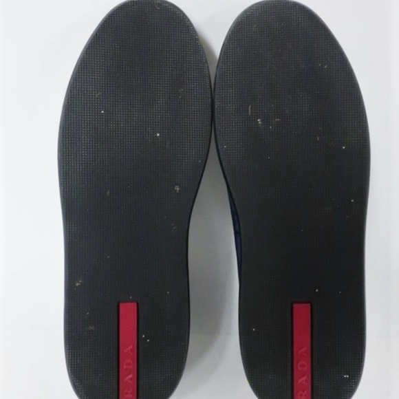 Prada Linea Rossa Velvet Platform Sneaker Navy Siz - Picture 7 of 8